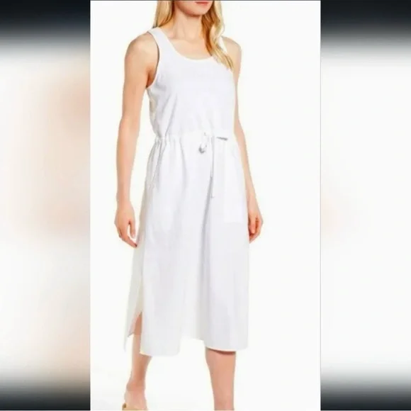 Eileen Fisher White Organic Cotton Drawstring Sleeveless Dress Size S - Picture 1 of 11